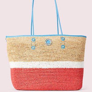 Kate Spade "Straw Large Tote" Color: Lava Red